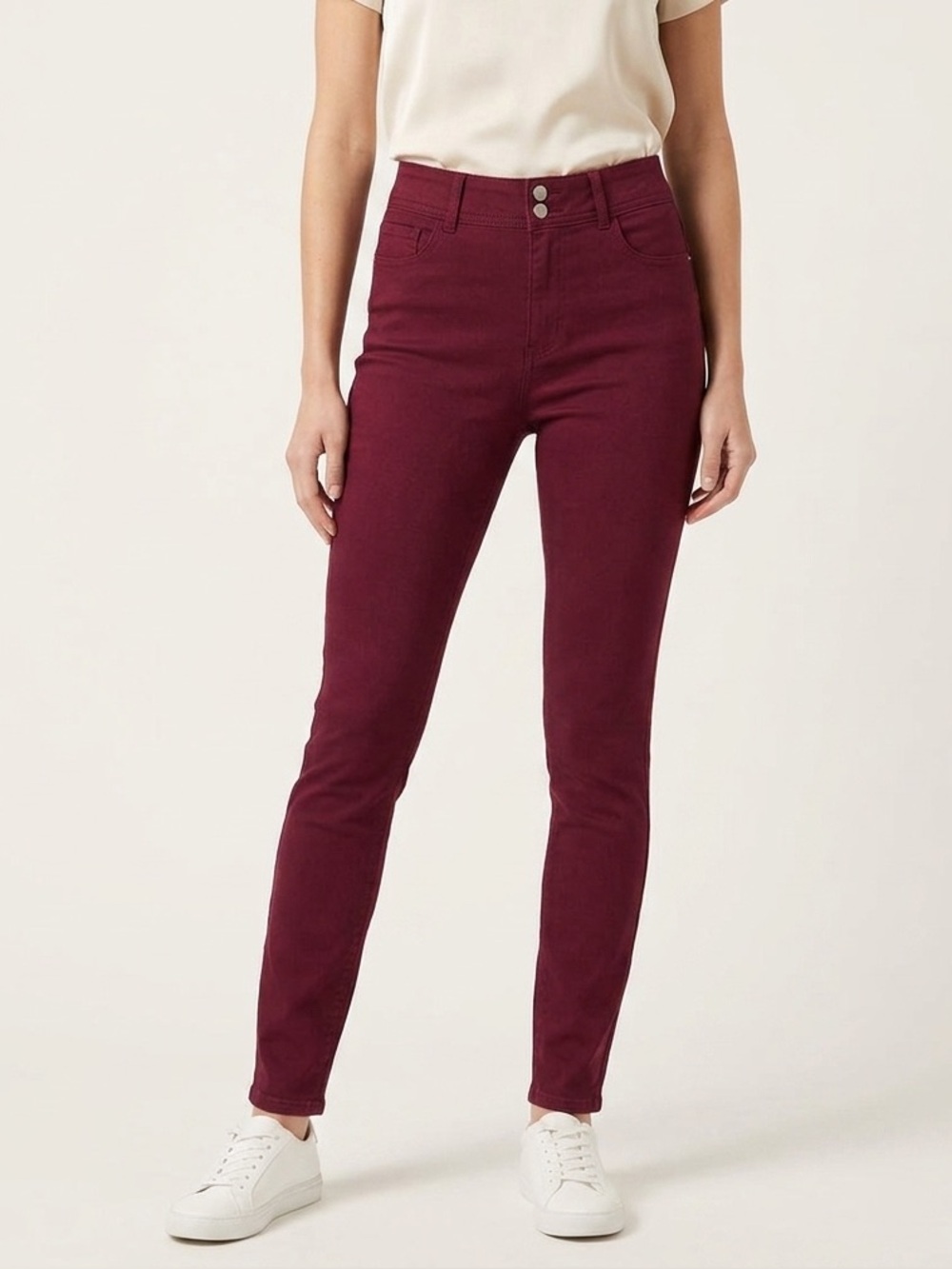 R Jeans Super High Rise Burgundy Skinny Jeans - Size 31 Tall (Long Inseam)